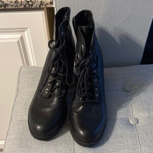 Aldo Black Heeled Lace-Up Boots